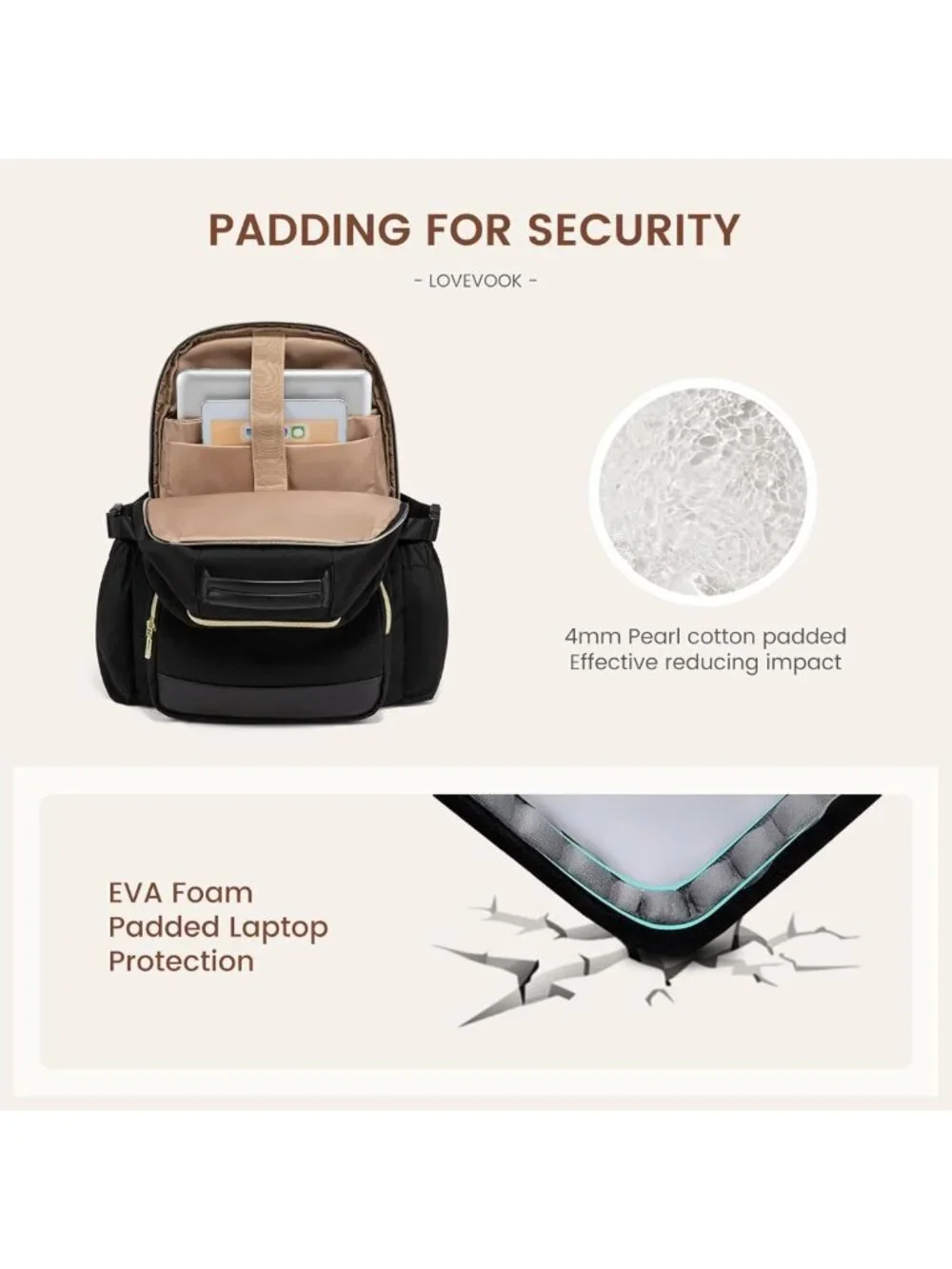 Stylish Waterproof Laptop Backpack for Women, 15.6
